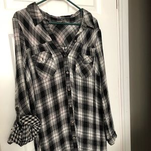 Plaid maternity shirt dress